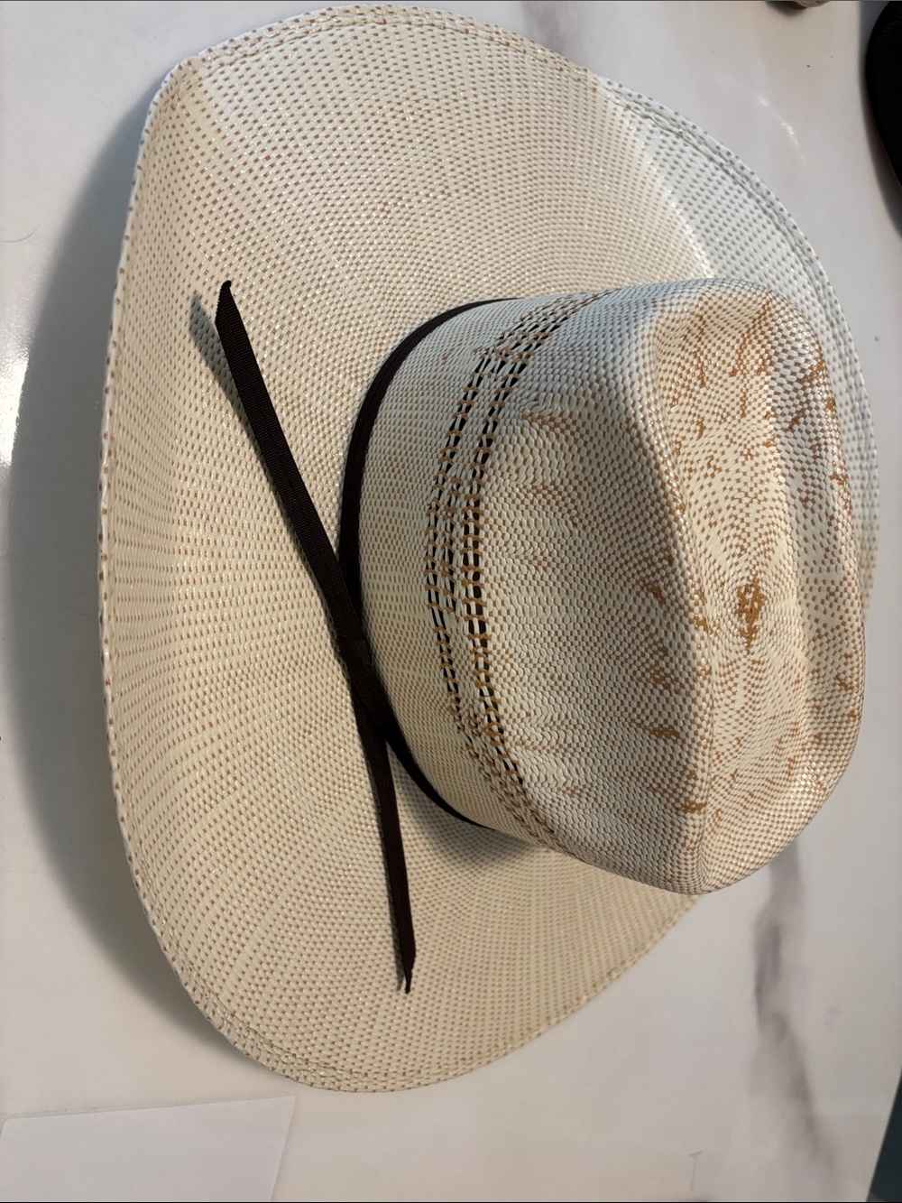 Twister Cream Straw Fedora with Brown Band